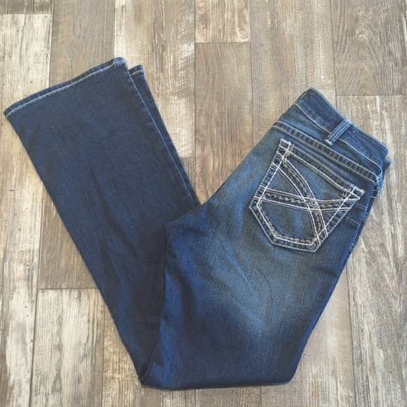 ARIAT R.E A.L. Mid Rise Stretch Entwined bootcut jeans sz 33L marine blue TALL - Picture 3 of 5